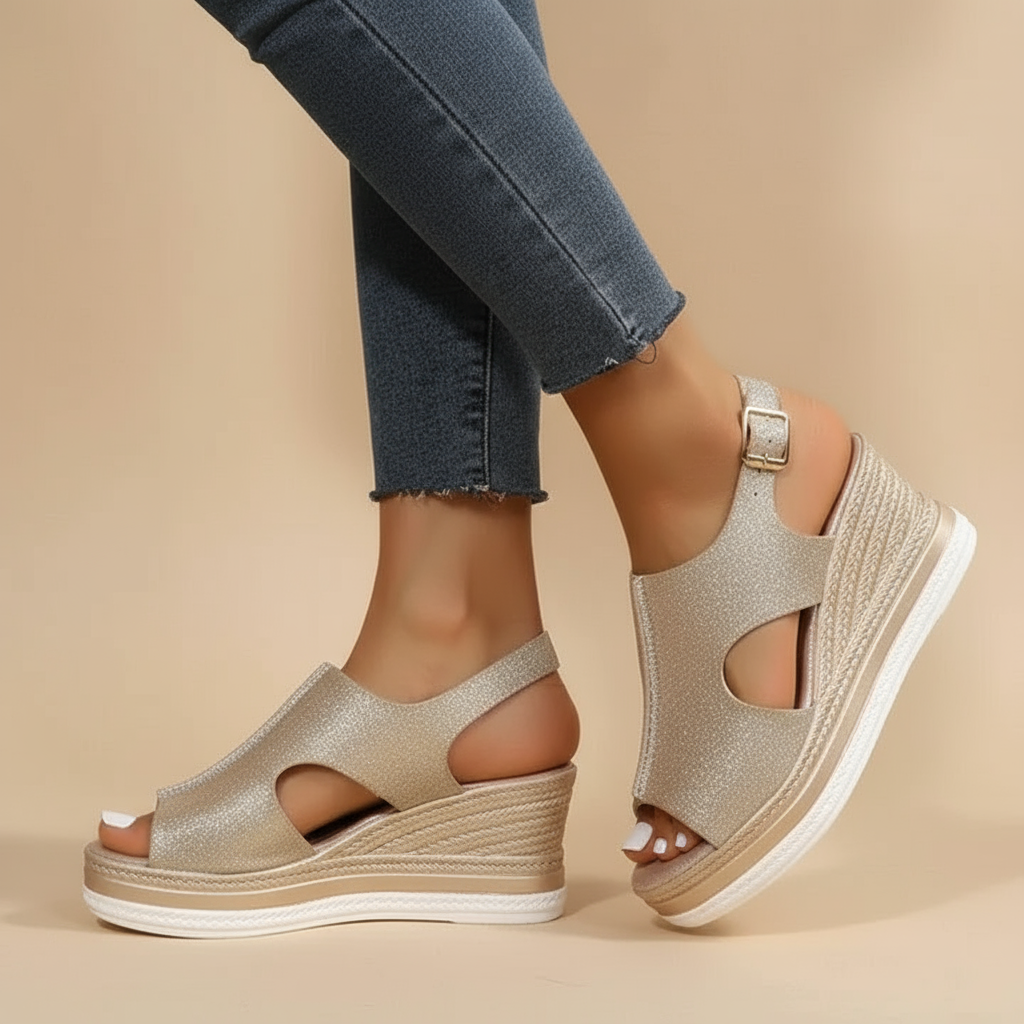 Olivia Sydney - Relaxing Metallic Heel Sandal