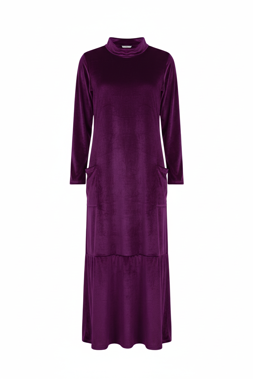 Olivia Sydney - Long Velvet Dress with Pockets