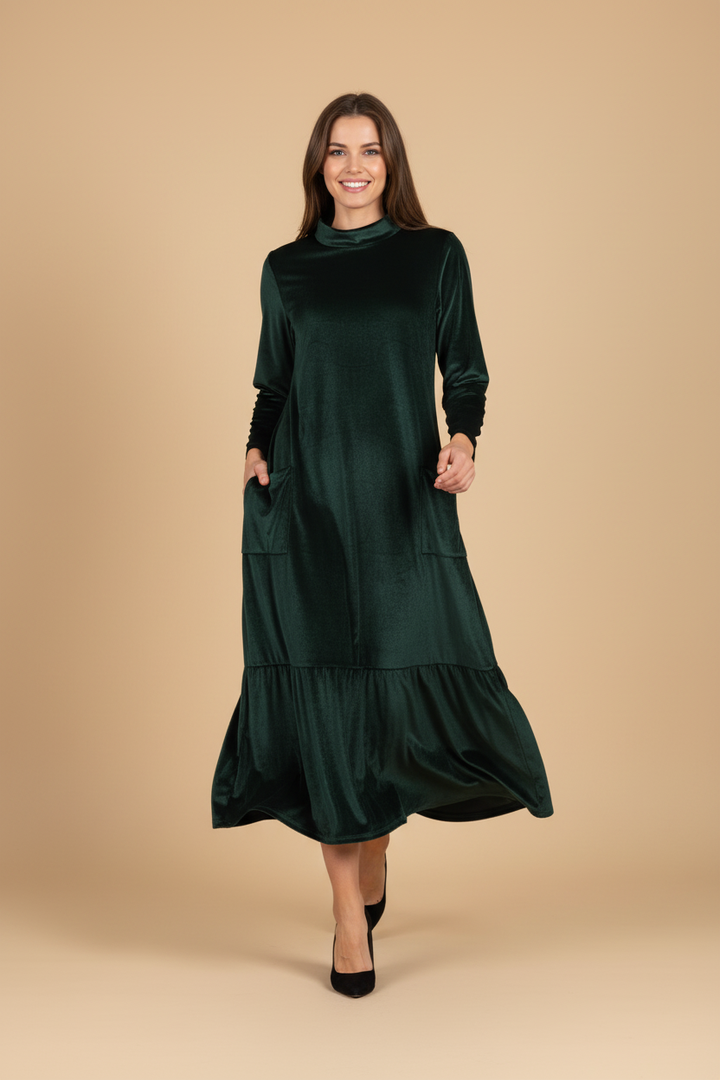 Olivia Sydney - Long Velvet Dress with Pockets