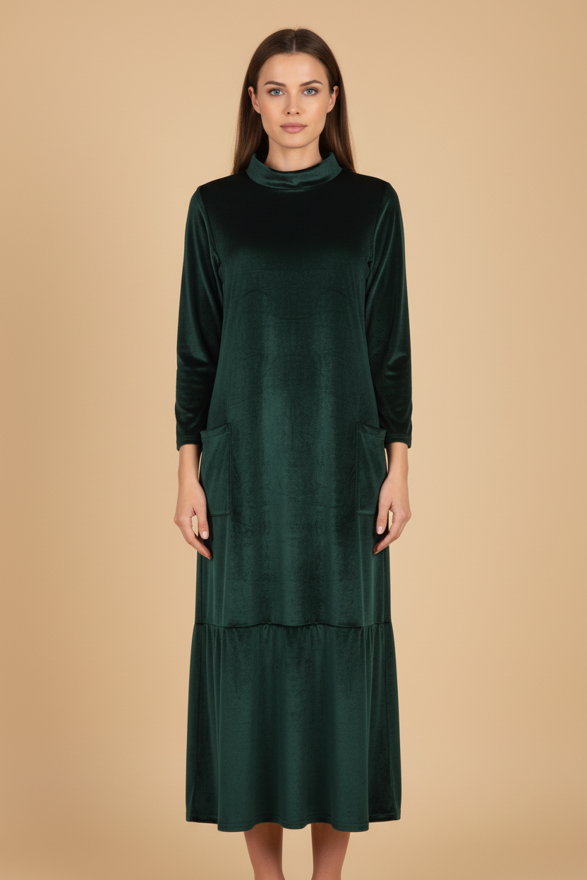 Olivia Sydney - Long Velvet Dress with Pockets