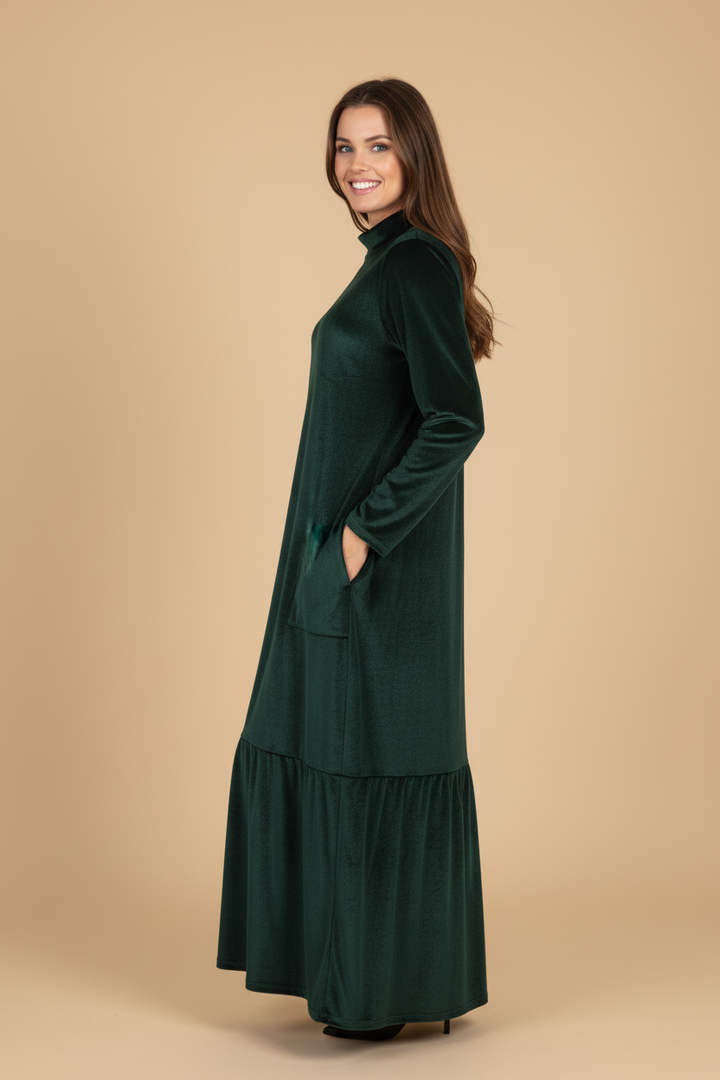 Olivia Sydney - Long Velvet Dress with Pockets