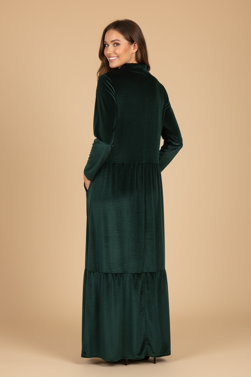 Olivia Sydney - Long Velvet Dress with Pockets