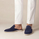 Mornarsko plava suede mule