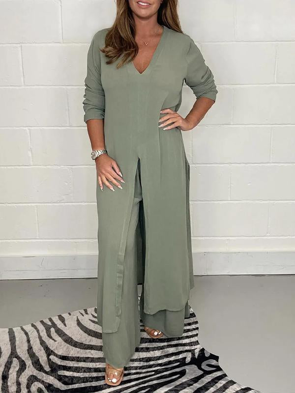 Olivia Sydney - Casual Two-Piece Set with V-Neck