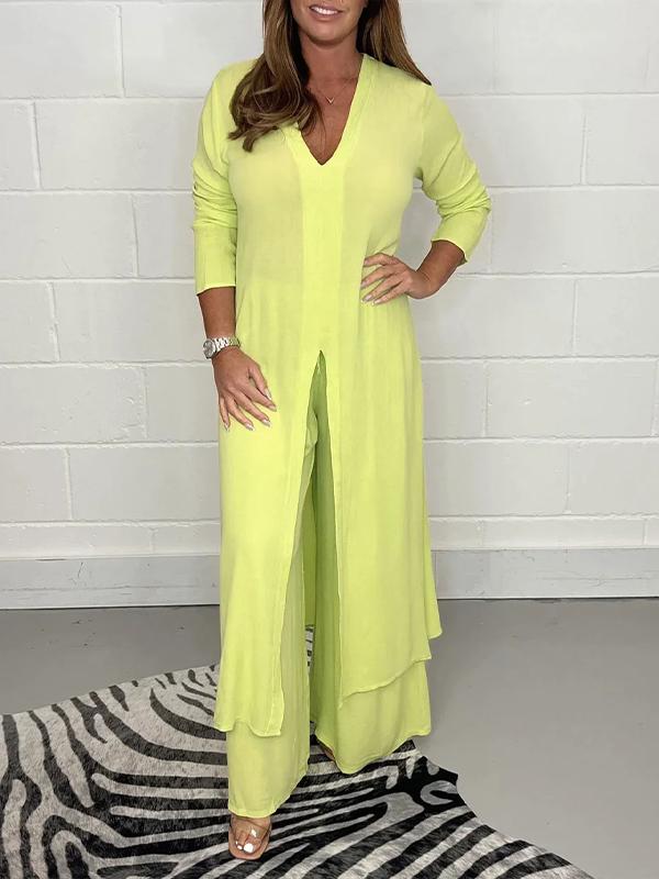 Olivia Sydney - Casual Two-Piece Set with V-Neck