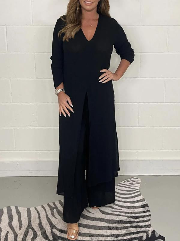 Olivia Sydney - Casual Two-Piece Set with V-Neck