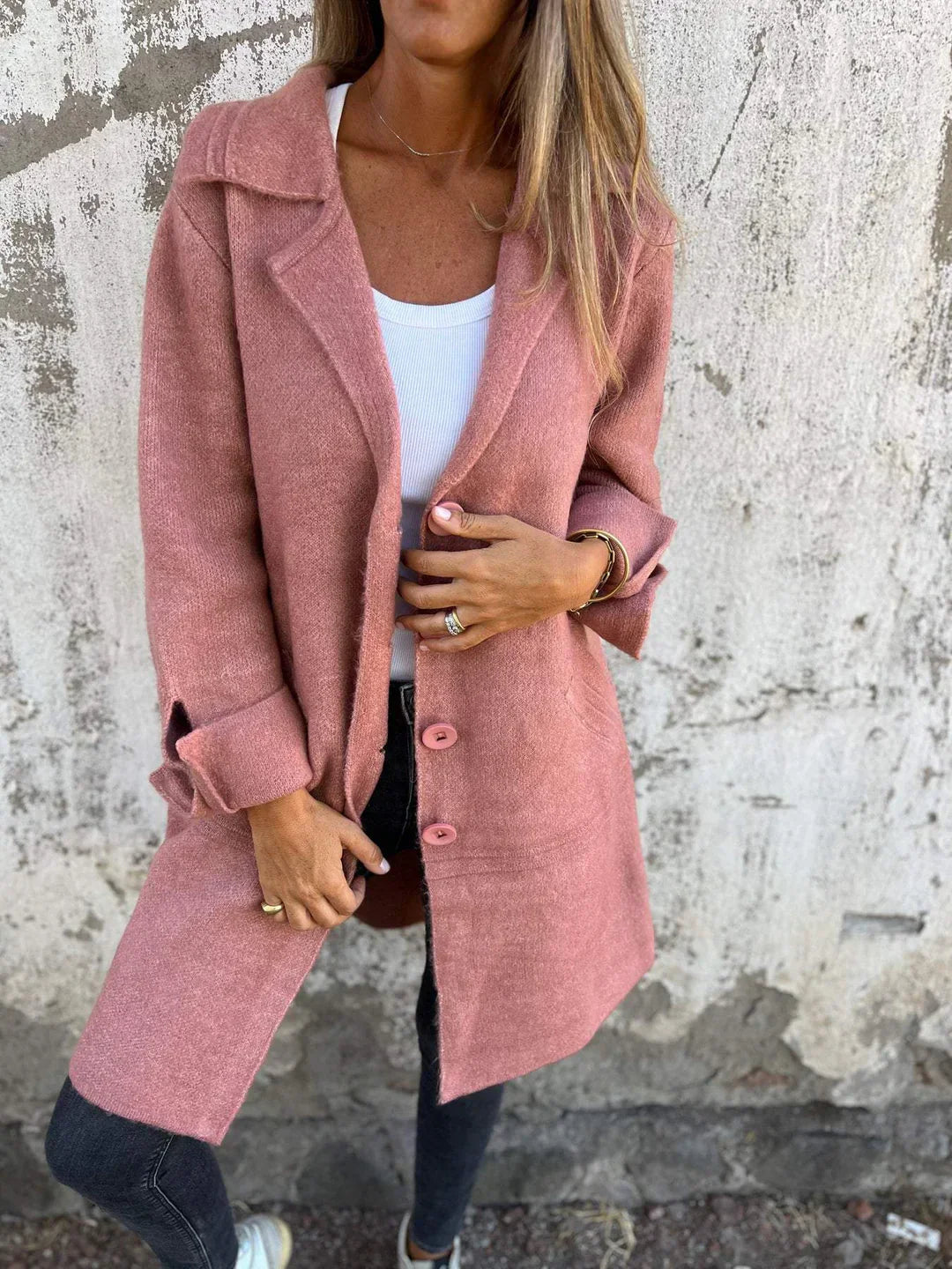 Olivia Sydney - Casual coat with lapels and single-breasted button closure