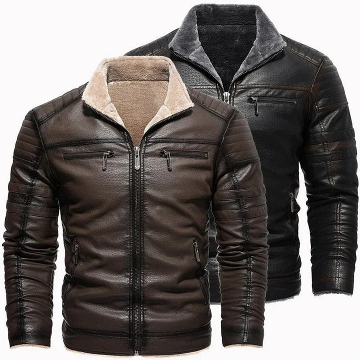 Olivia Sydney - Retro Wool-Lined Leather Jacket