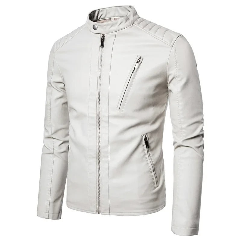 Olivia Sydney - Elegant High Collar Leather Jacket