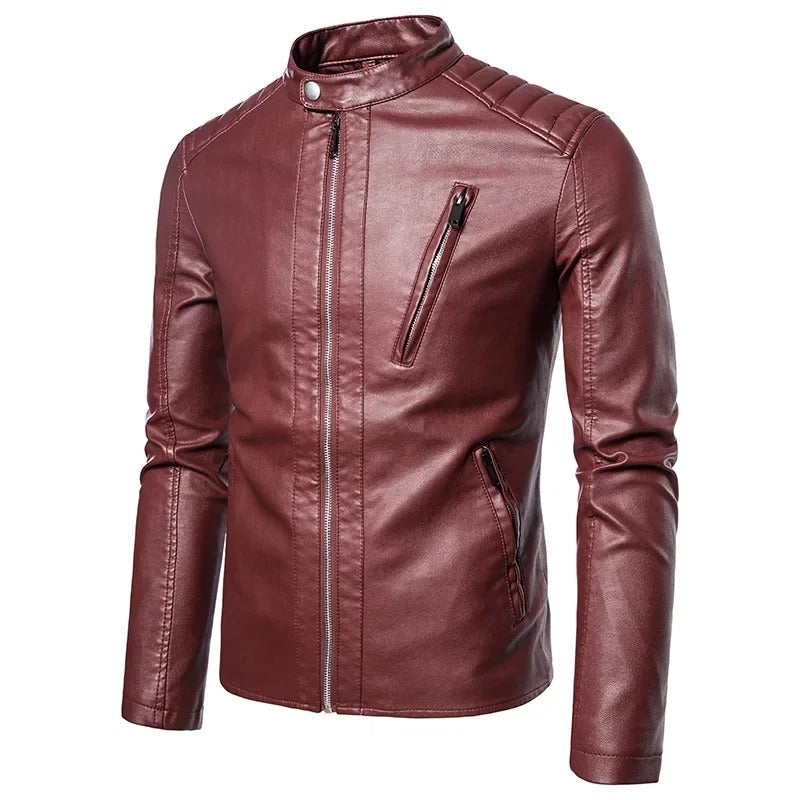 Olivia Sydney - Elegant High Collar Leather Jacket