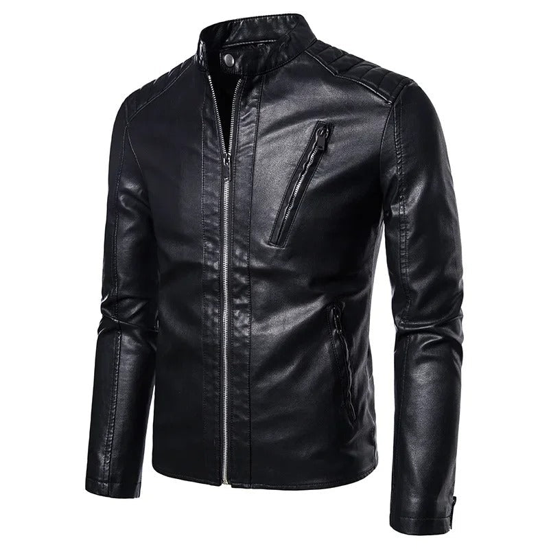 Olivia Sydney - Elegant High Collar Leather Jacket