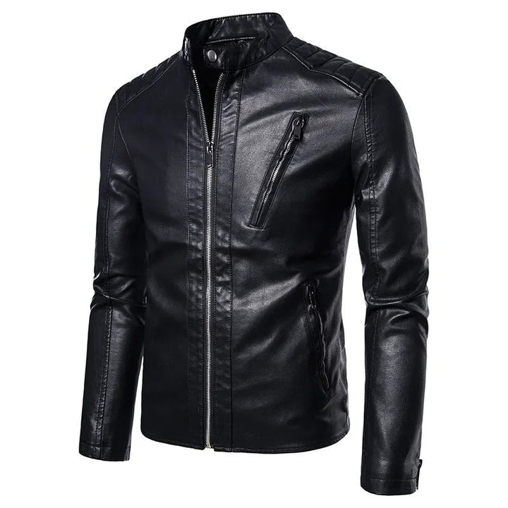 Olivia Sydney - Elegant High Collar Leather Jacket