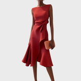 Katarina - Naborana asimetrična midi haljina
