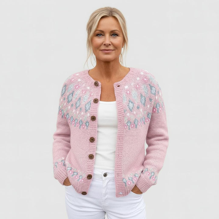 Olivia Sydney - Loose Knit Cardigan with Print