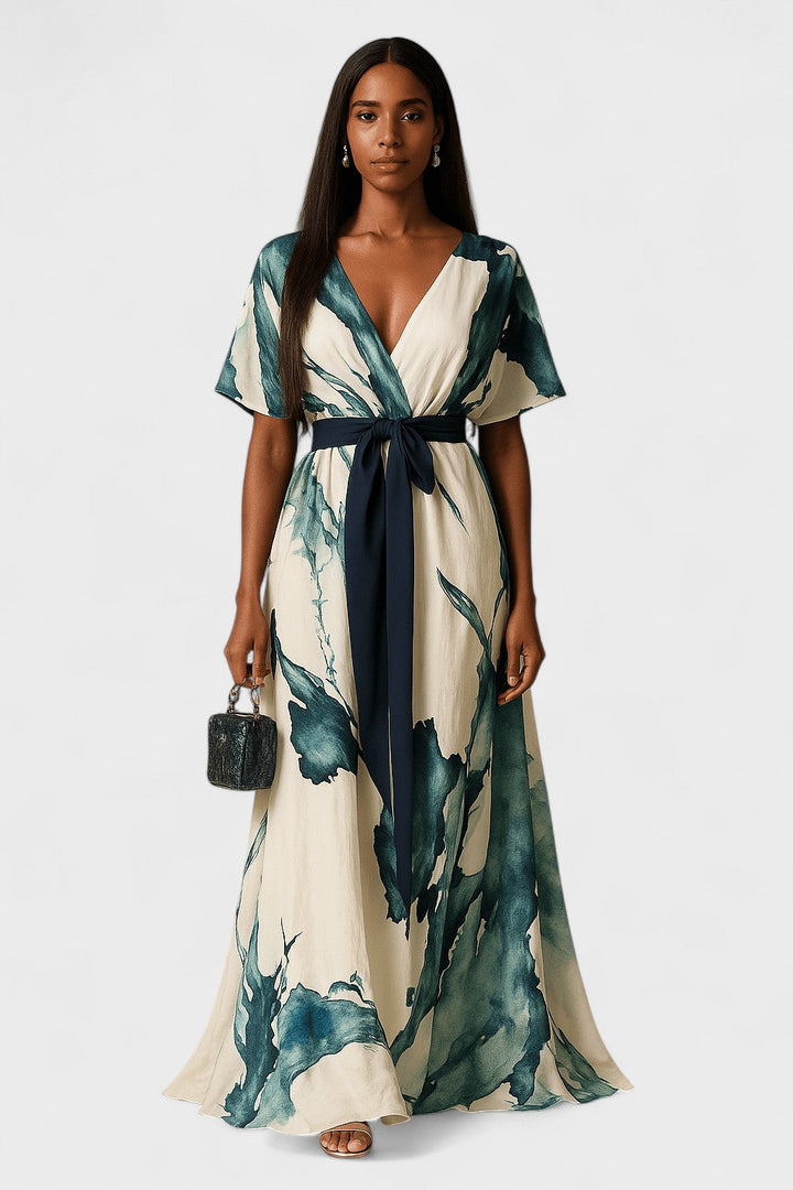 Olivia Sydney - Long Watercolor Print Dress