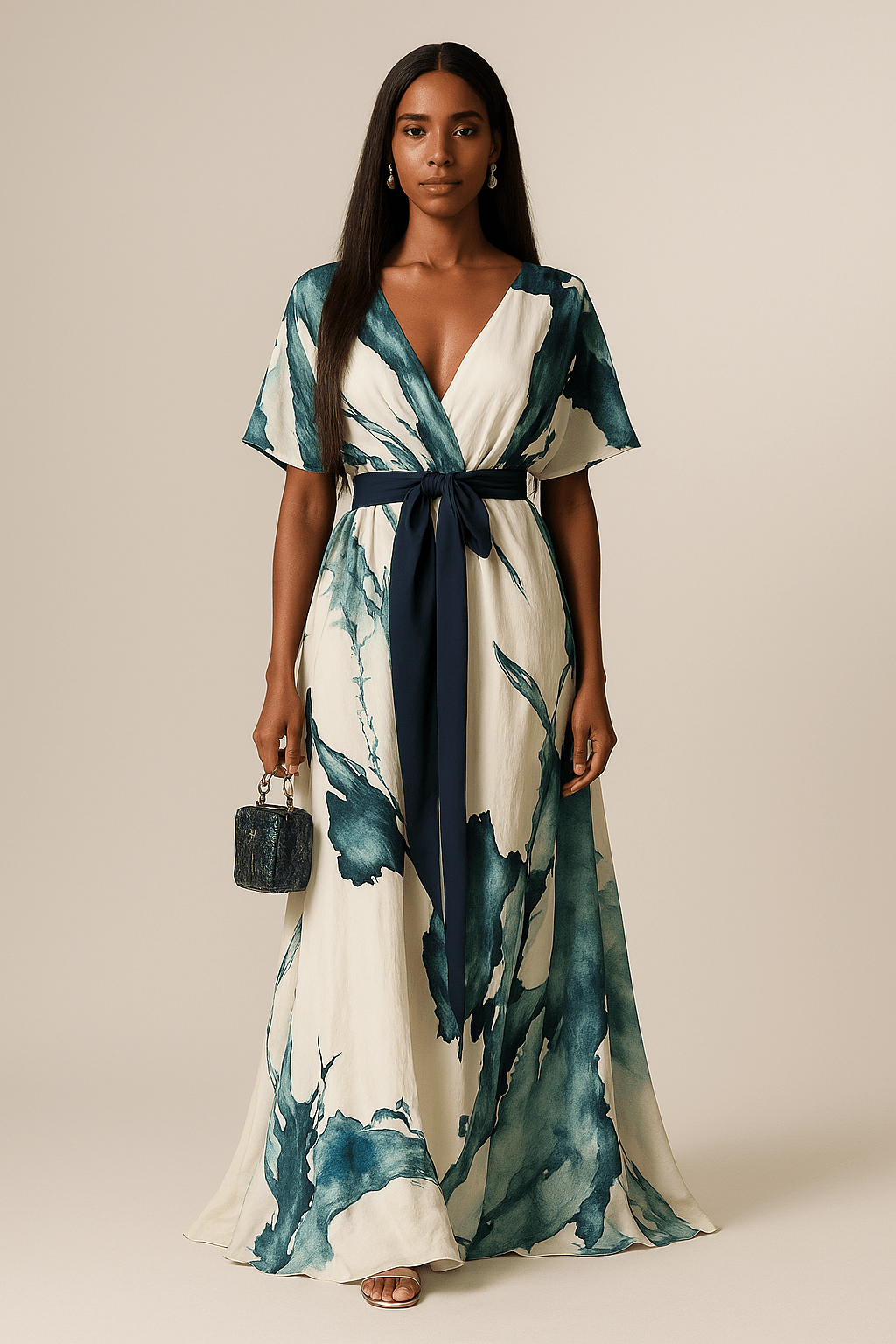 Olivia Sydney - Long Watercolor Print Dress
