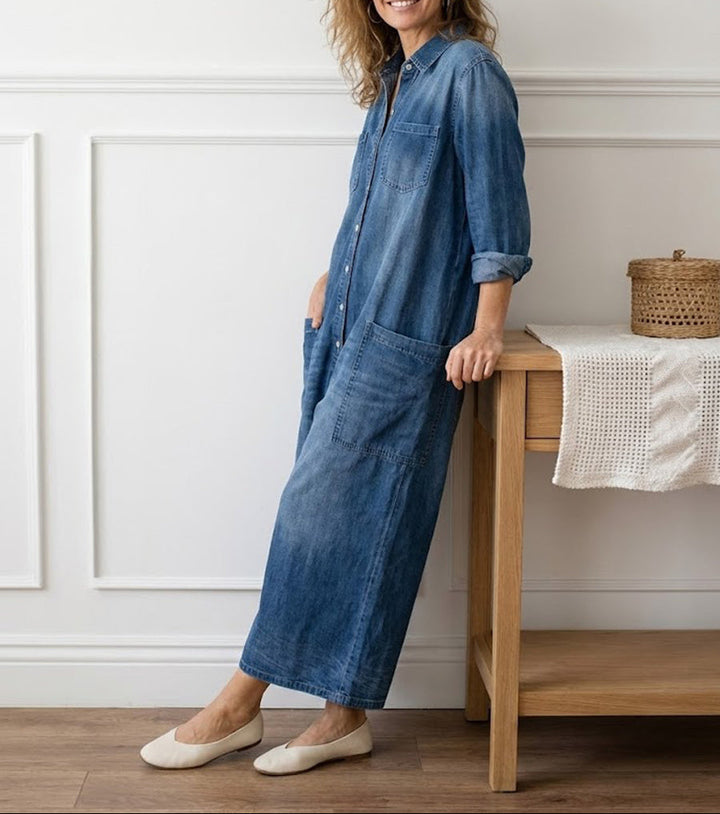 Olivia Sydney - Vintage Denim Jumpsuit with Buttons