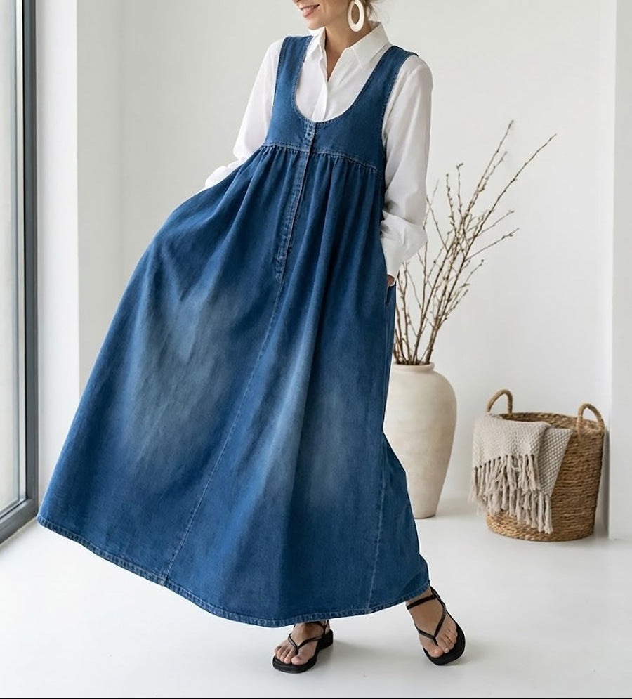 Olivia Sydney - Vintage Wash Denim Maxi Dress
