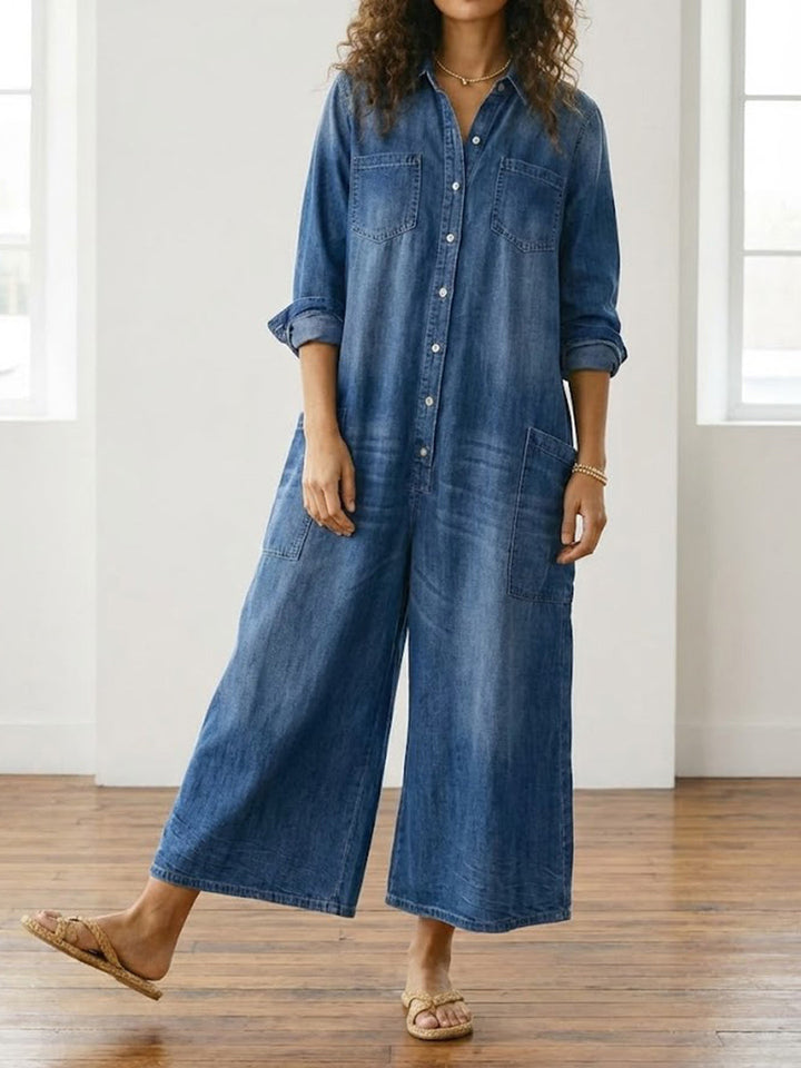 Olivia Sydney - Vintage Denim Jumpsuit with Buttons