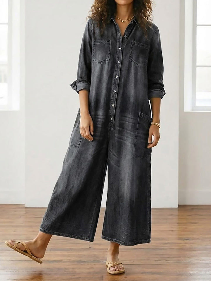 Olivia Sydney - Vintage Denim Jumpsuit with Buttons