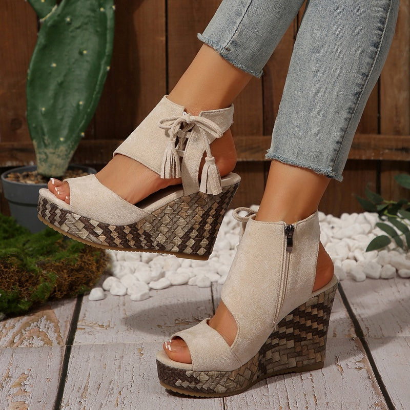 Olivia Sydney - ergonomic low-heeled bohemian woven sandal