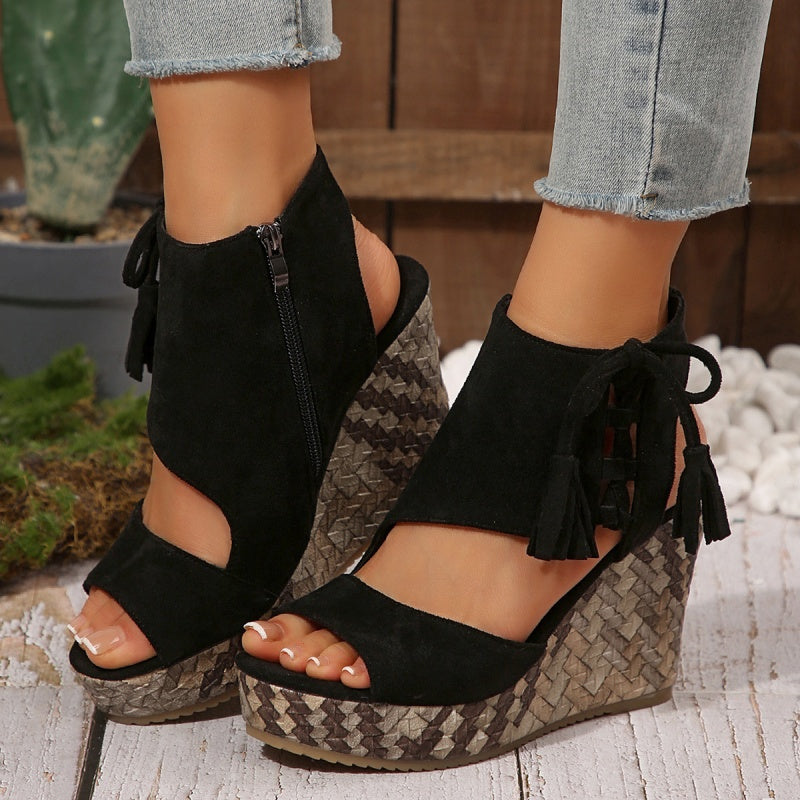 Olivia Sydney - ergonomic low-heeled bohemian woven sandal