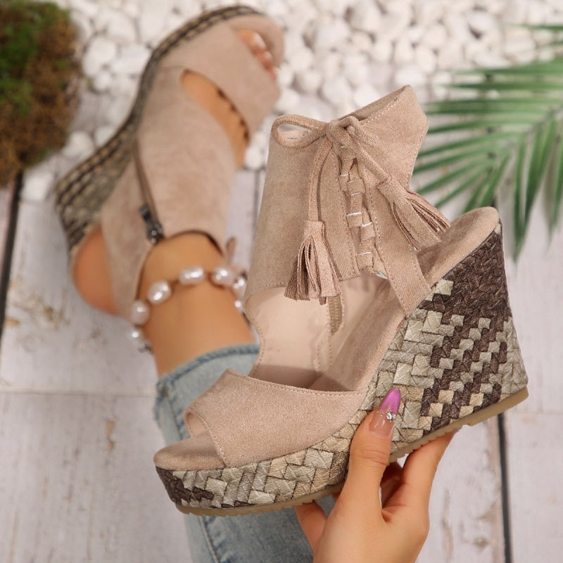 Olivia Sydney - ergonomic low-heeled bohemian woven sandal