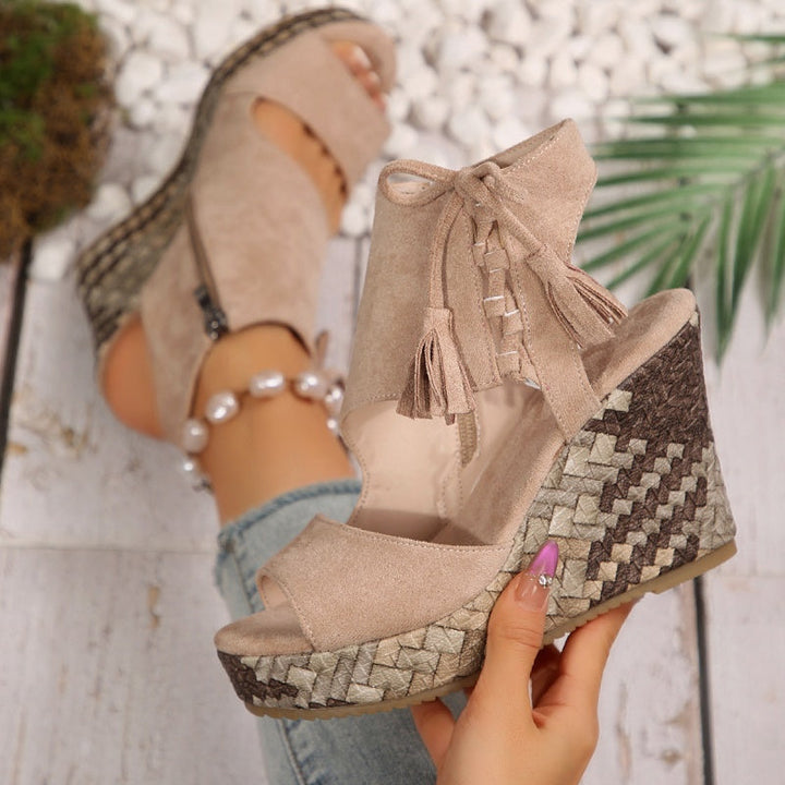 Olivia Sydney - ergonomic low-heeled bohemian woven sandal