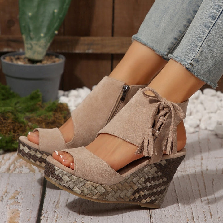 Olivia Sydney - ergonomic low-heeled bohemian woven sandal