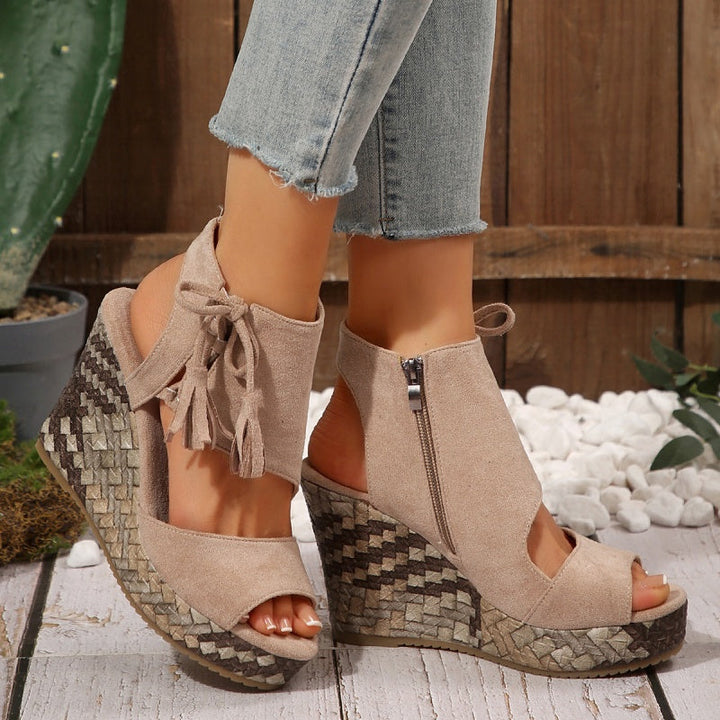 Olivia Sydney - ergonomic low-heeled bohemian woven sandal