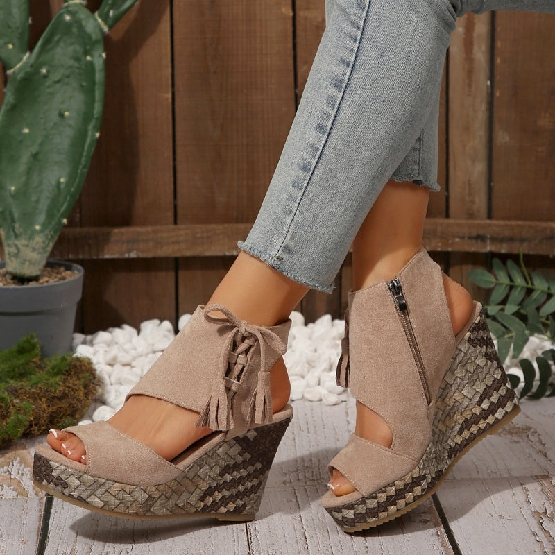 Olivia Sydney - ergonomic low-heeled bohemian woven sandal