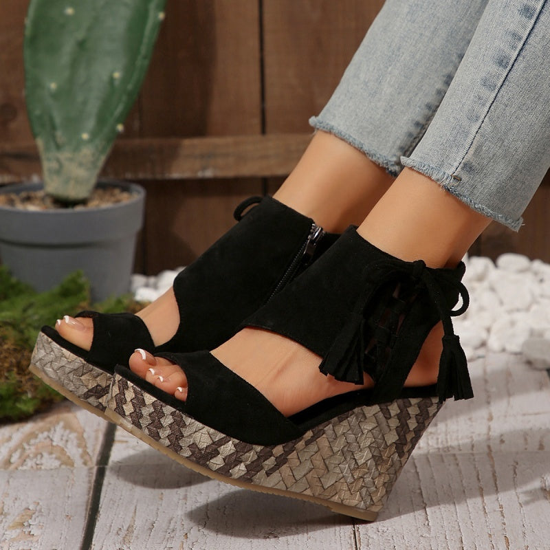 Olivia Sydney - ergonomic low-heeled bohemian woven sandal