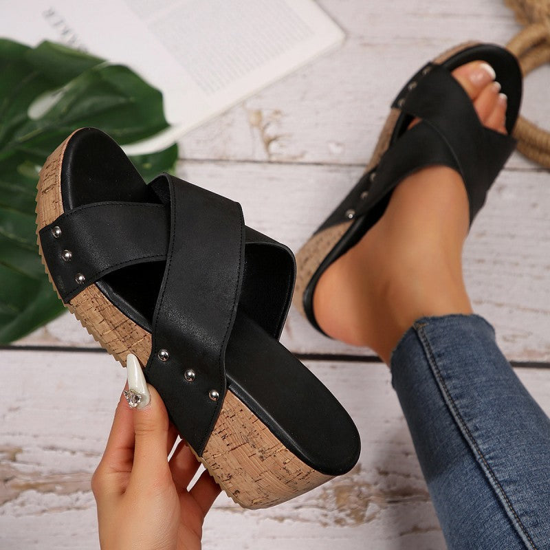 Olivia Sydney - Bohemian Heeled Sandal with Crossed Straps