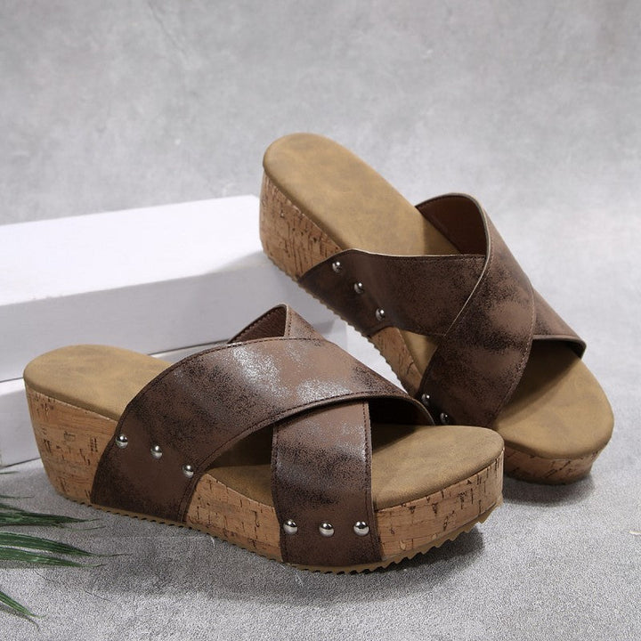 Olivia Sydney - Bohemian Heeled Sandal with Crossed Straps