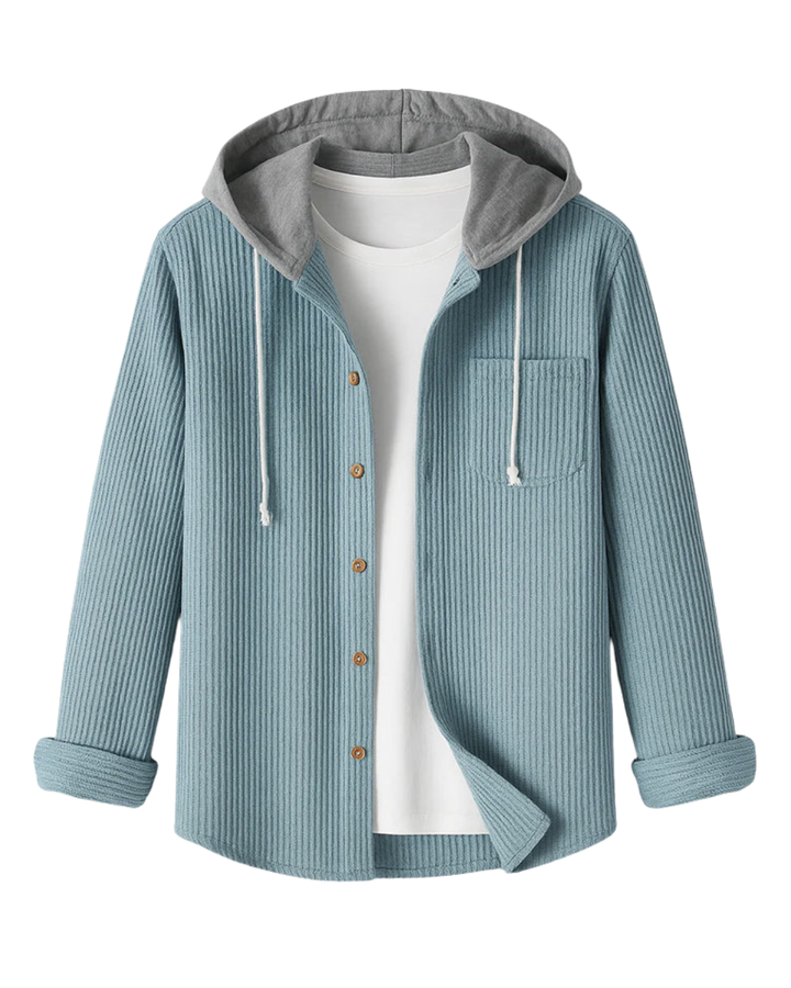 Olivia Sydney - Hooded Corduroy Shirt with Buttons