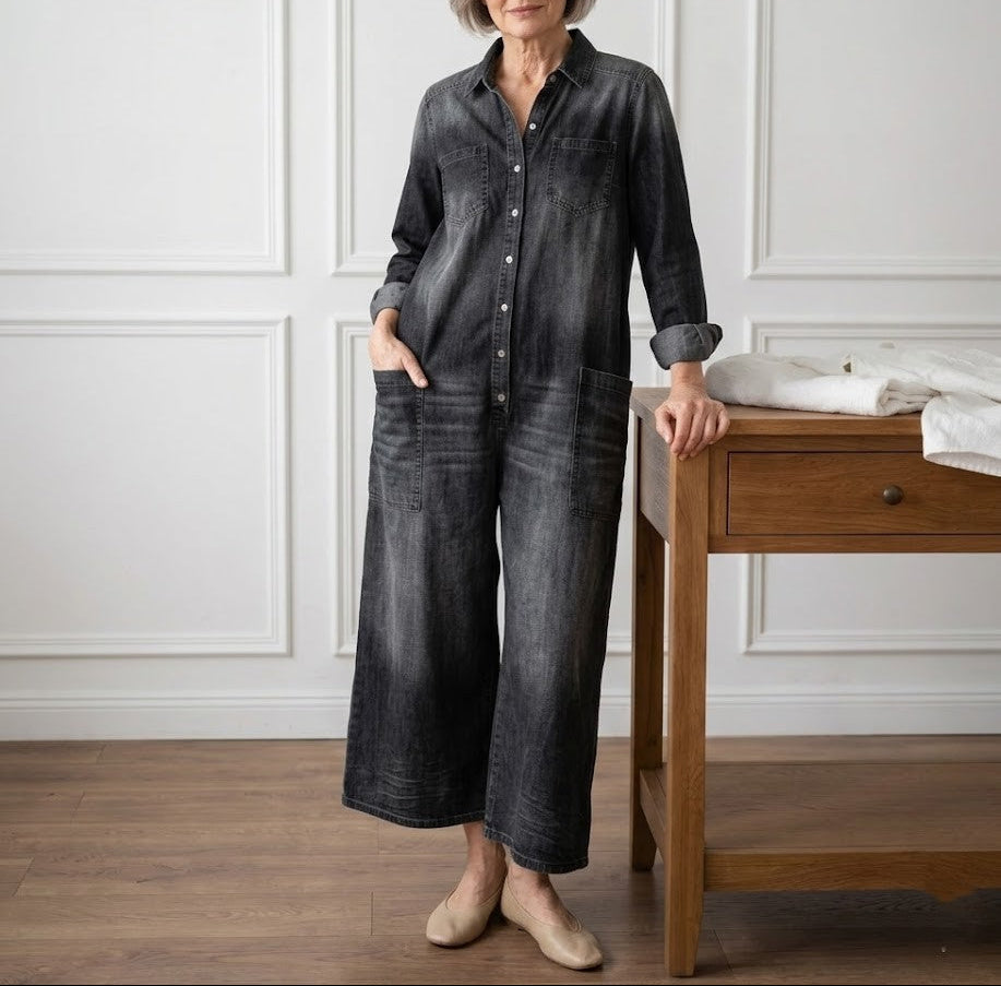 Olivia Sydney - Vintage Denim Jumpsuit with Buttons