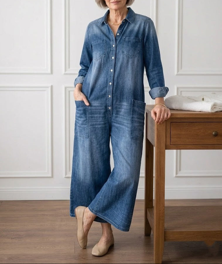Olivia Sydney - Vintage Denim Jumpsuit with Buttons