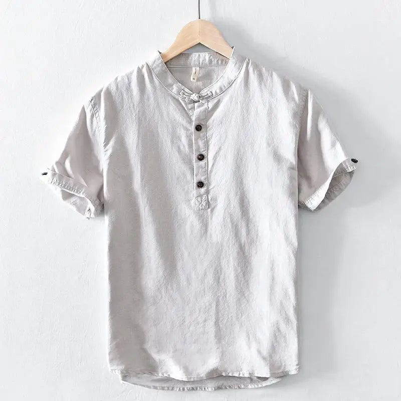 Olivia Sydney - Short-Sleeve Cotton Linen Shirt