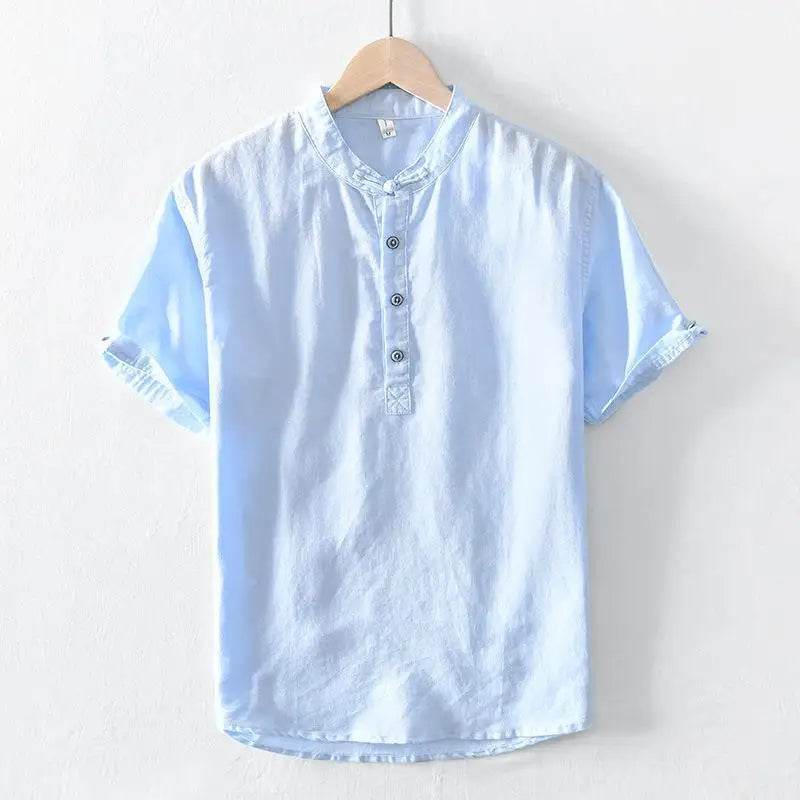 Olivia Sydney - Short-Sleeve Cotton Linen Shirt
