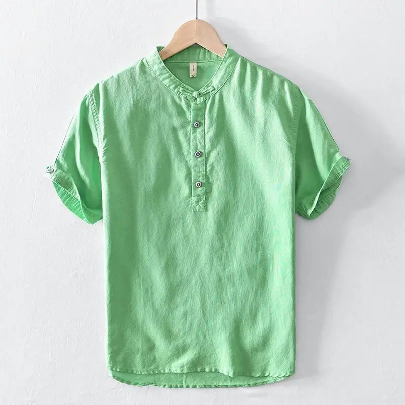 Olivia Sydney - Short-Sleeve Cotton Linen Shirt