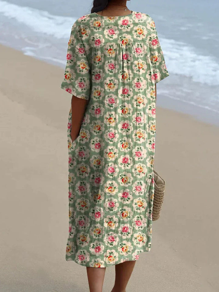 Olivia Sydney - Aqua Green Retro Floral Dress
